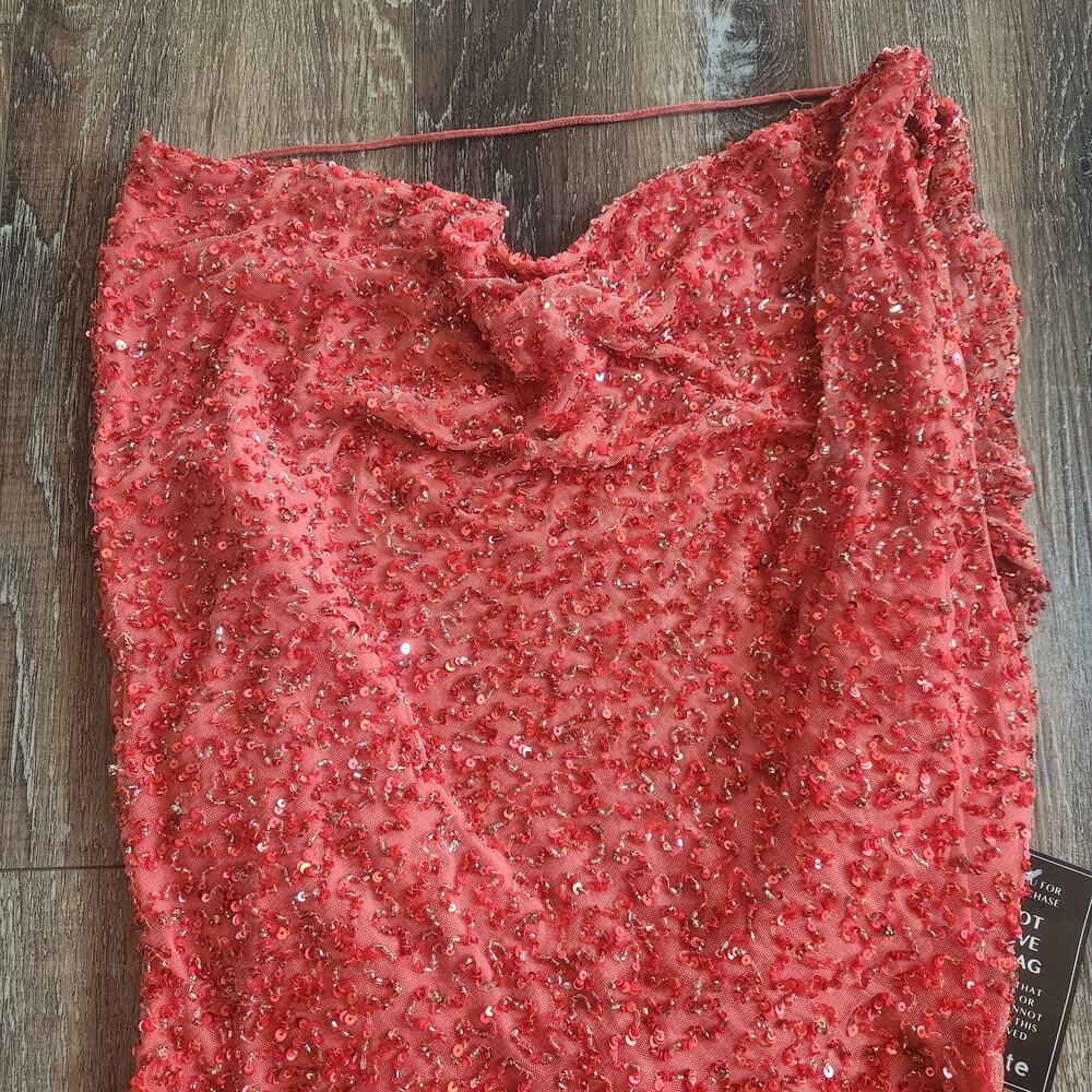 Retrofete Esme Dress in Calypso Coral Sequin Beaded Medium NWT Sleeveless - Picture 4 of 12